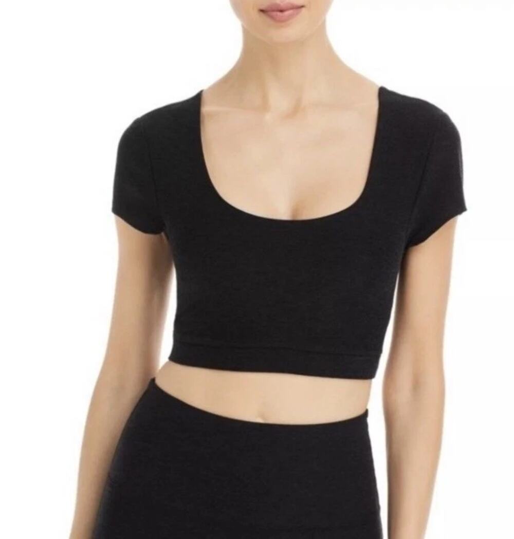 Beyond Yoga Spacedye What's The Scoop Bra Top Small Darkest Night Sporty Chic